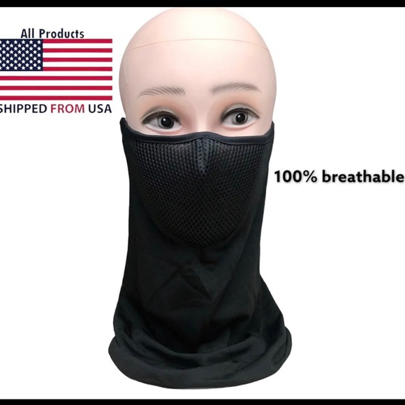 New Black Neck Gaiter Snood Face Mask Covering Bandana Scarf Reusable Breathable - Picture 2 of 6